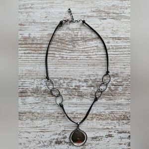 SILPADA 925 sterling leather N1440 teardrop necklace, retired, 20"